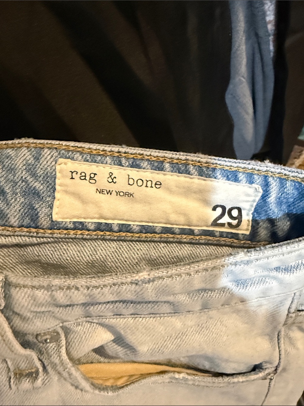 rag & bone Slim Jeans in Light Blue Wash Raven w/wholes